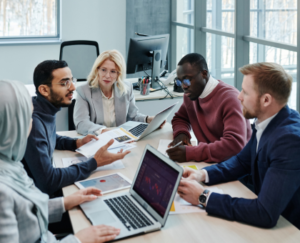 Picture of employs discussing what documents to shred as part of their spring clean